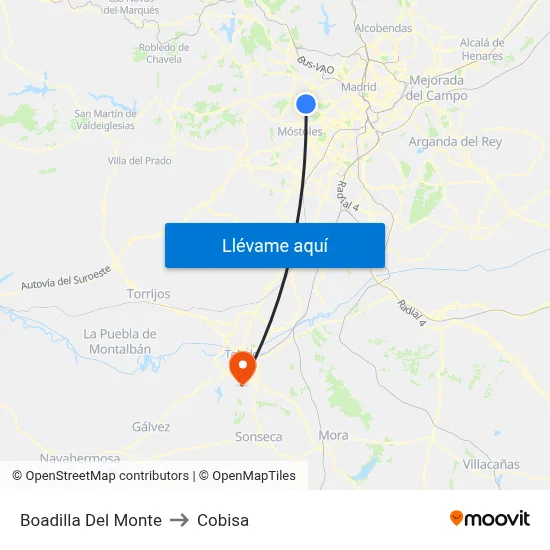 Boadilla Del Monte to Cobisa map