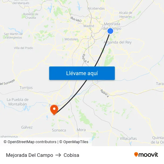 Mejorada Del Campo to Cobisa map