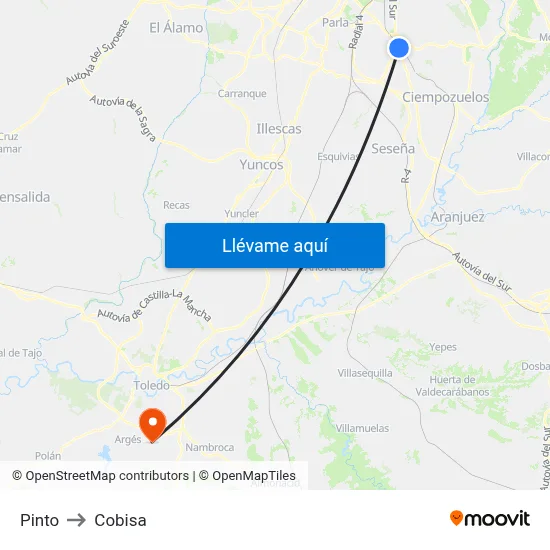 Pinto to Cobisa map