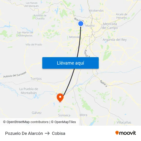 Pozuelo De Alarcón to Cobisa map