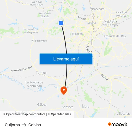 Quijorna to Cobisa map
