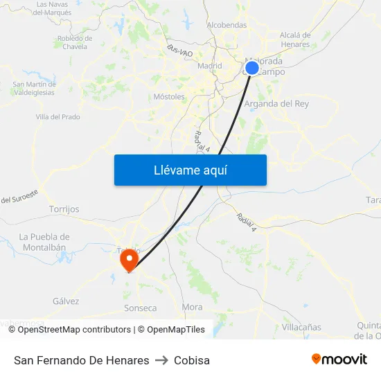 San Fernando De Henares to Cobisa map