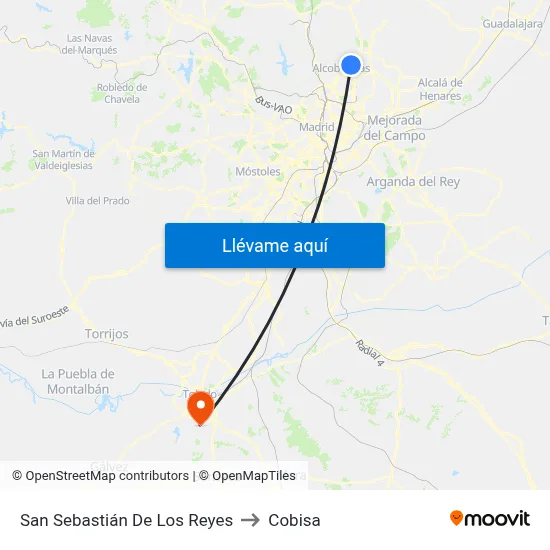 San Sebastián De Los Reyes to Cobisa map