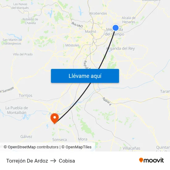 Torrejón De Ardoz to Cobisa map