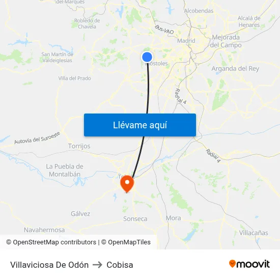 Villaviciosa De Odón to Cobisa map