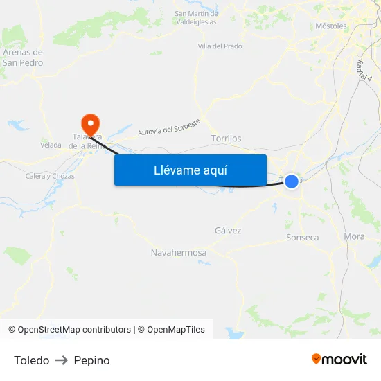 Toledo to Pepino map