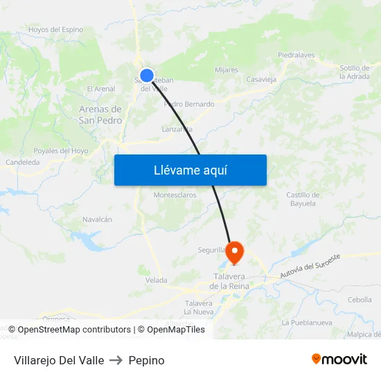 Villarejo Del Valle to Pepino map