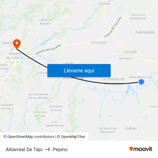 Albarreal De Tajo to Pepino map