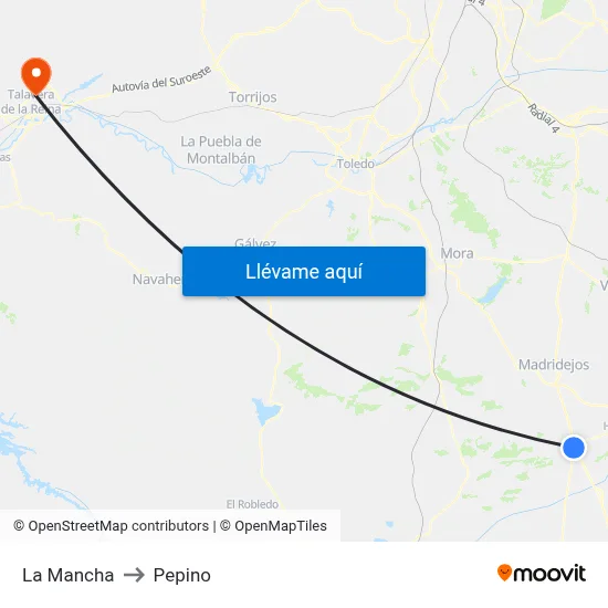 La Mancha to Pepino map