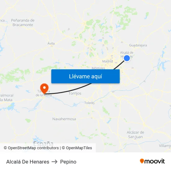 Alcalá De Henares to Pepino map
