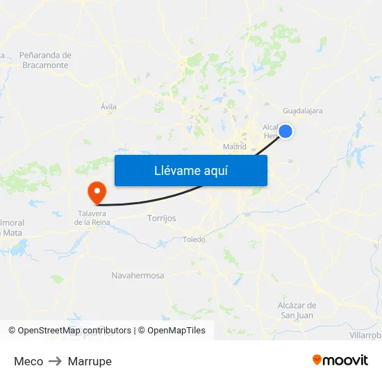 Meco to Marrupe map
