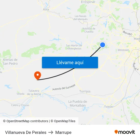 Villanueva De Perales to Marrupe map