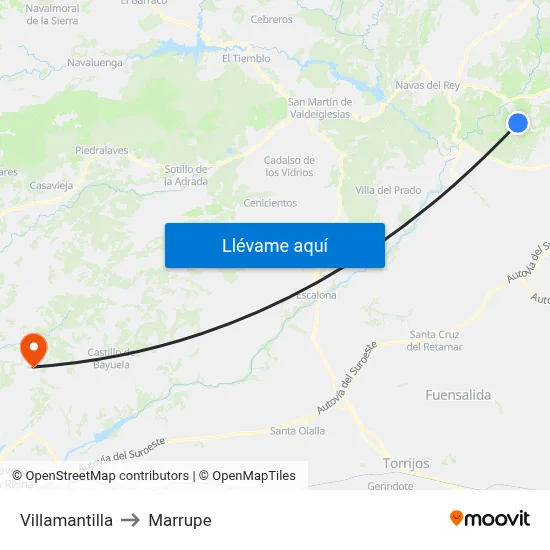 Villamantilla to Marrupe map