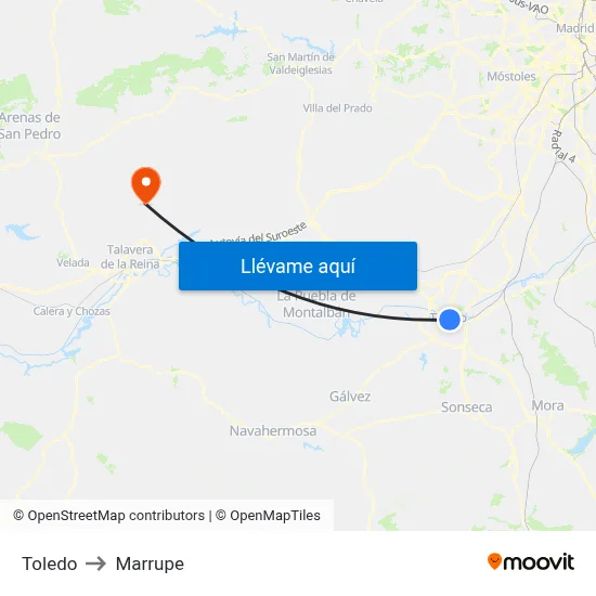Toledo to Marrupe map