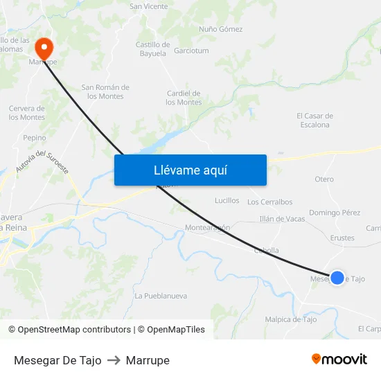 Mesegar De Tajo to Marrupe map