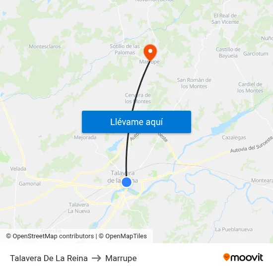 Talavera De La Reina to Marrupe map