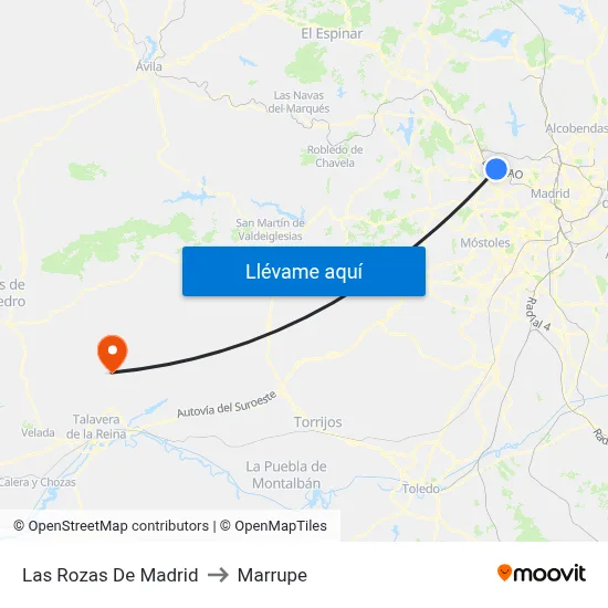 Las Rozas De Madrid to Marrupe map