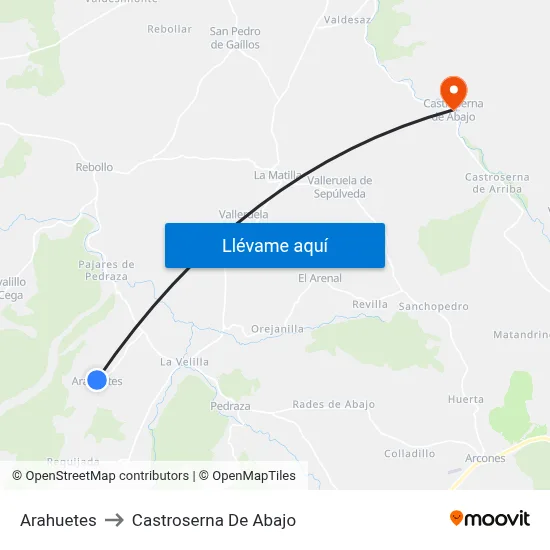 Arahuetes to Castroserna De Abajo map