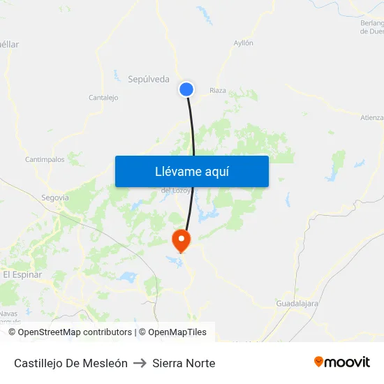 Castillejo De Mesleón to Sierra Norte map