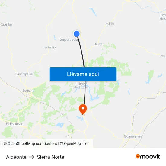 Aldeonte to Sierra Norte map