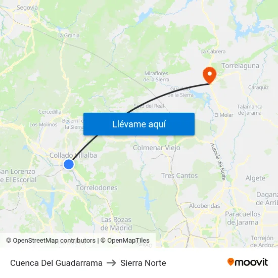 Cuenca Del Guadarrama to Sierra Norte map