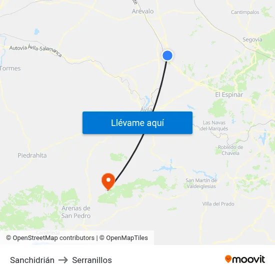 Sanchidrián to Serranillos map