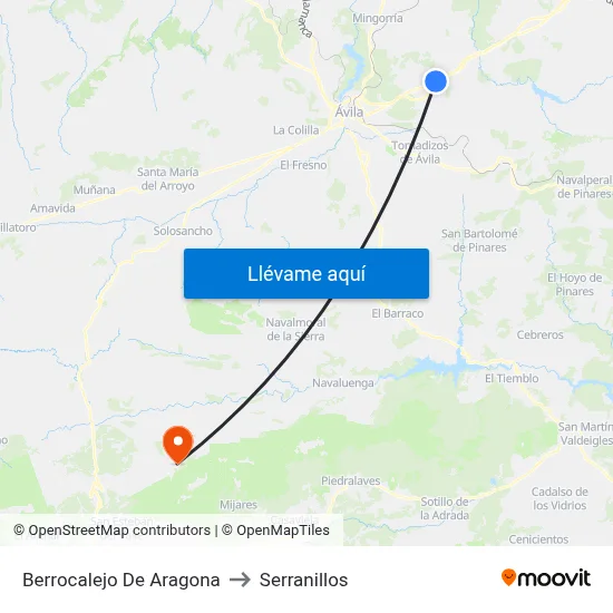 Berrocalejo De Aragona to Serranillos map
