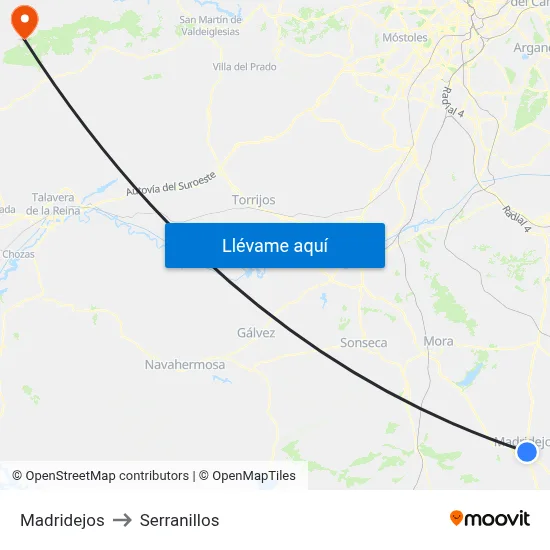 Madridejos to Serranillos map