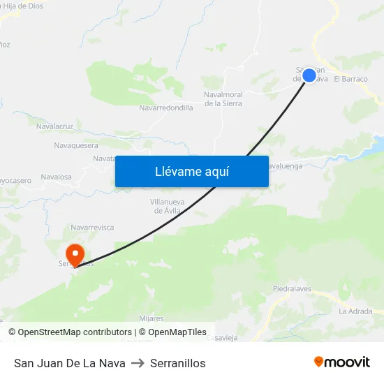San Juan De La Nava to Serranillos map