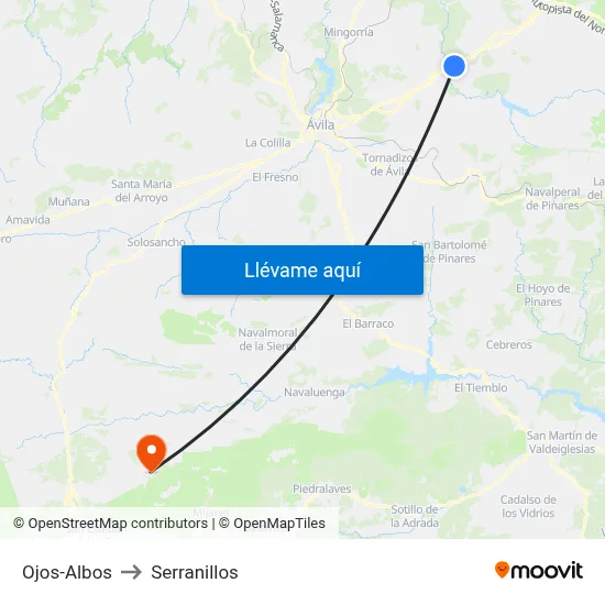 Ojos-Albos to Serranillos map