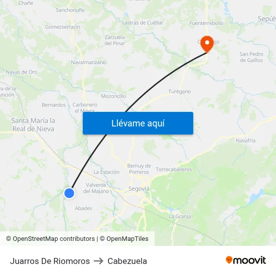 Juarros De Riomoros to Cabezuela map