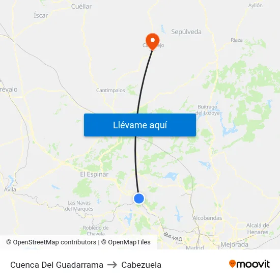Cuenca Del Guadarrama to Cabezuela map