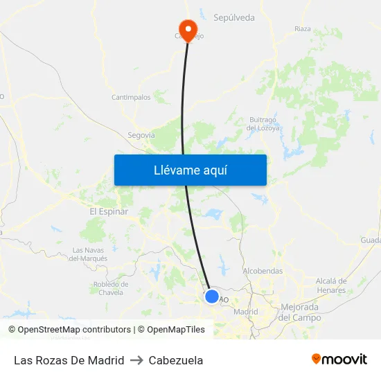 Las Rozas De Madrid to Cabezuela map