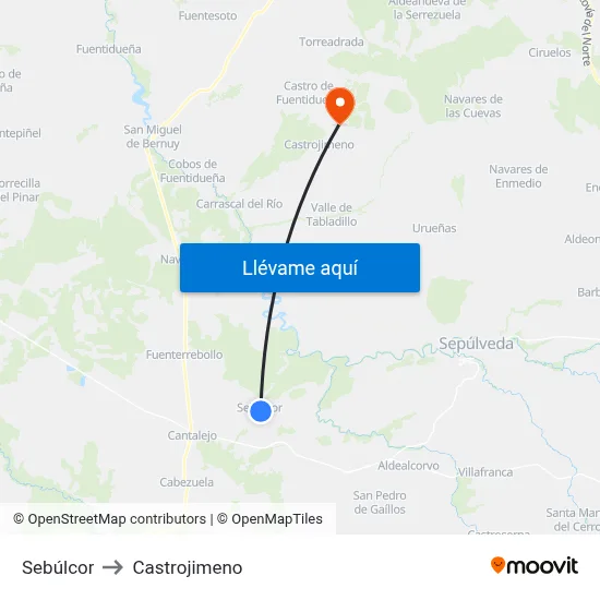 Sebúlcor to Castrojimeno map