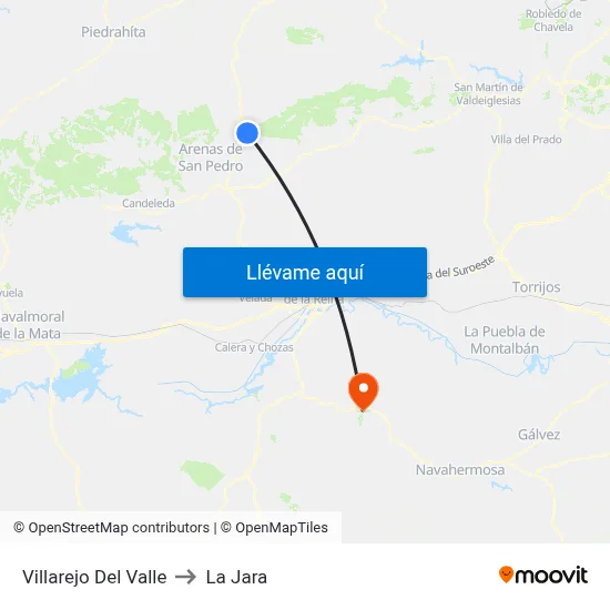 Villarejo Del Valle to La Jara map