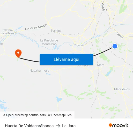 Huerta De Valdecarábanos to La Jara map