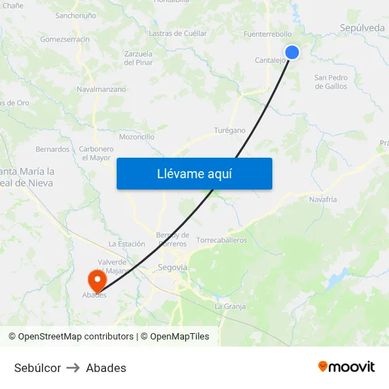 Sebúlcor to Abades map
