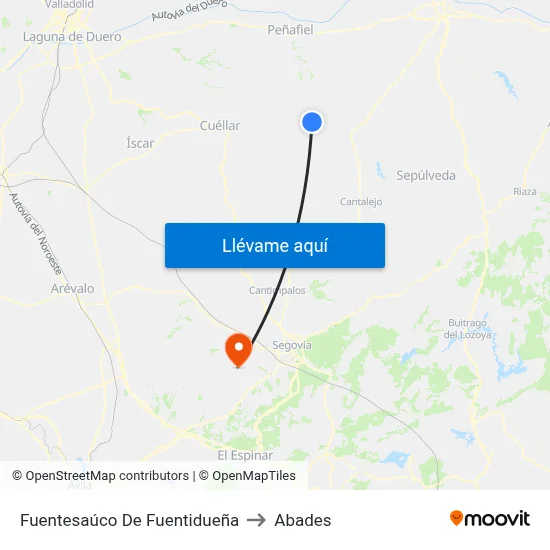 Fuentesaúco De Fuentidueña to Abades map