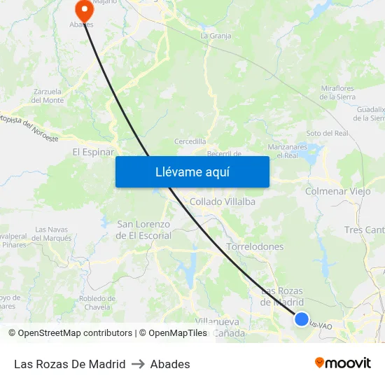 Las Rozas De Madrid to Abades map