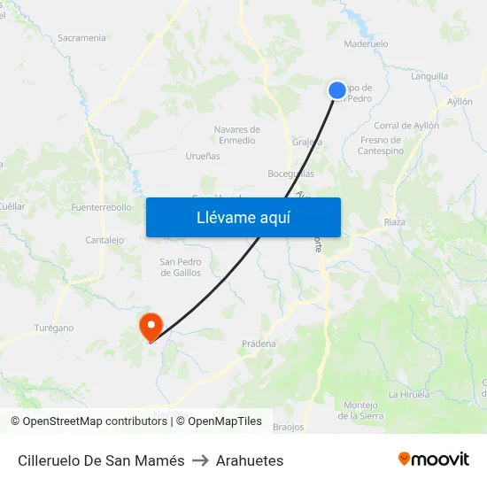Cilleruelo De San Mamés to Arahuetes map