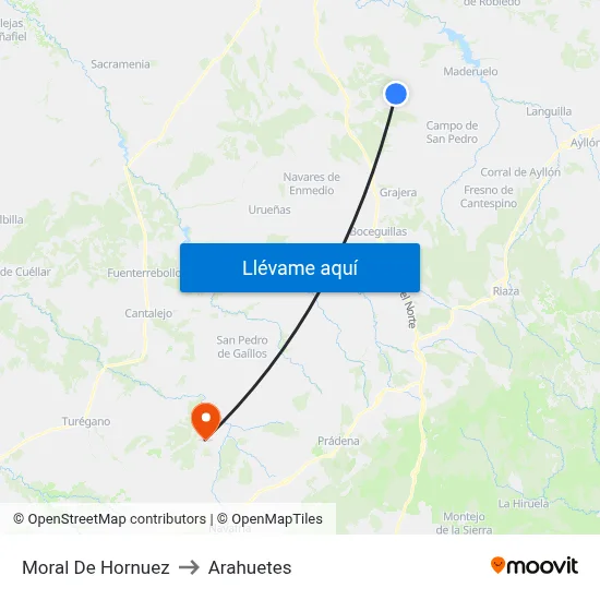 Moral De Hornuez to Arahuetes map