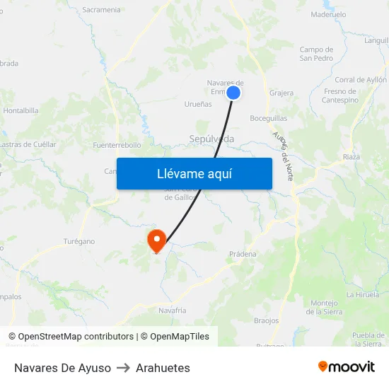 Navares De Ayuso to Arahuetes map