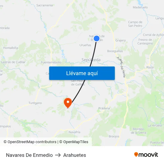 Navares De Enmedio to Arahuetes map