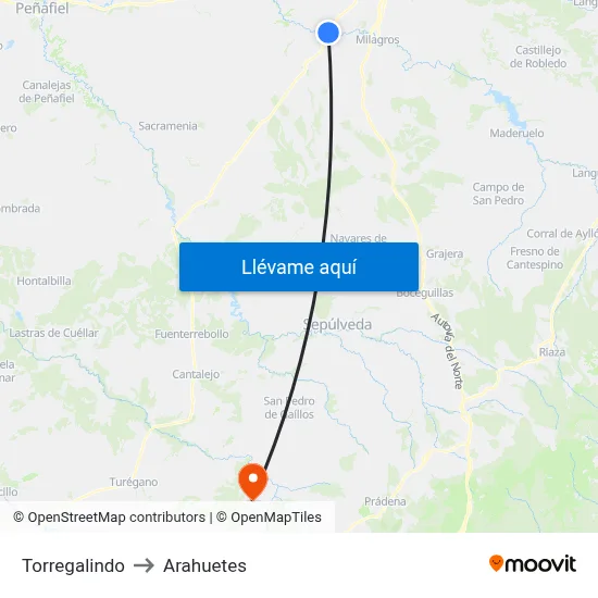 Torregalindo to Arahuetes map