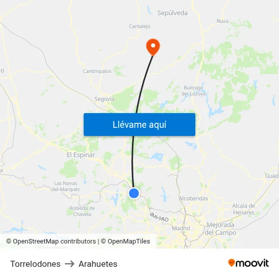Torrelodones to Arahuetes map