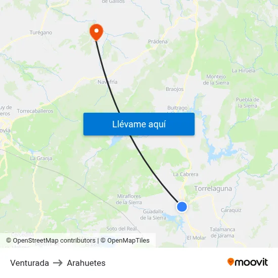 Venturada to Arahuetes map