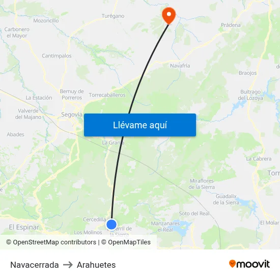 Navacerrada to Arahuetes map