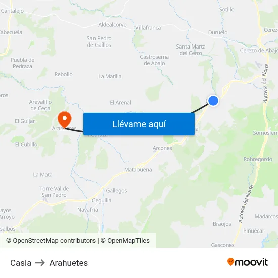 Casla to Arahuetes map