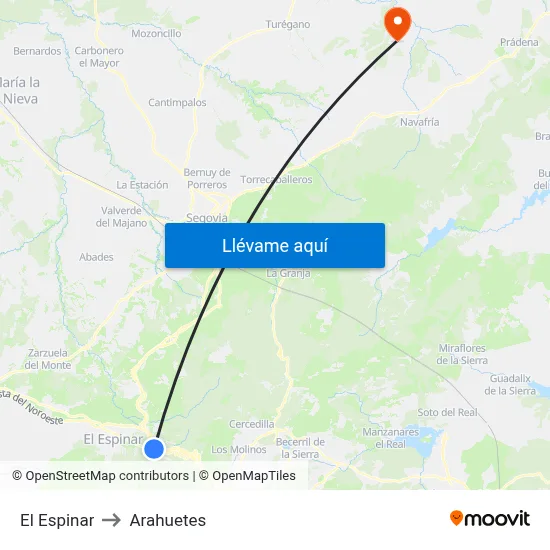 El Espinar to Arahuetes map