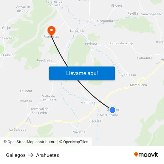 Gallegos to Arahuetes map
